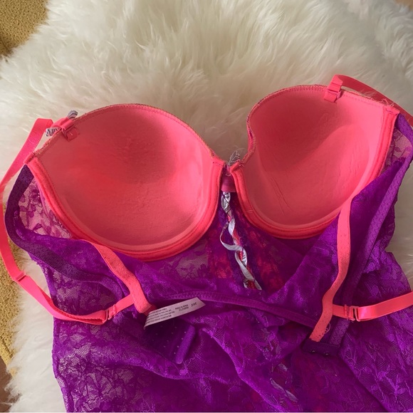 Native Intimates Pink & Purple Lace Lingerie Bra Top - Picture 6 of 11